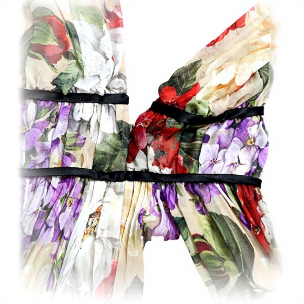 Robe Dolce Gabbana beige floral sans manches col rond