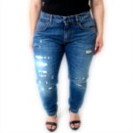 Jean Boyfriend Femme Dolce Gabbana Coton Délavé Bleu