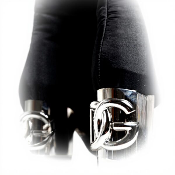 Bottes à talons Dolce Gabbana femme noires logo DG