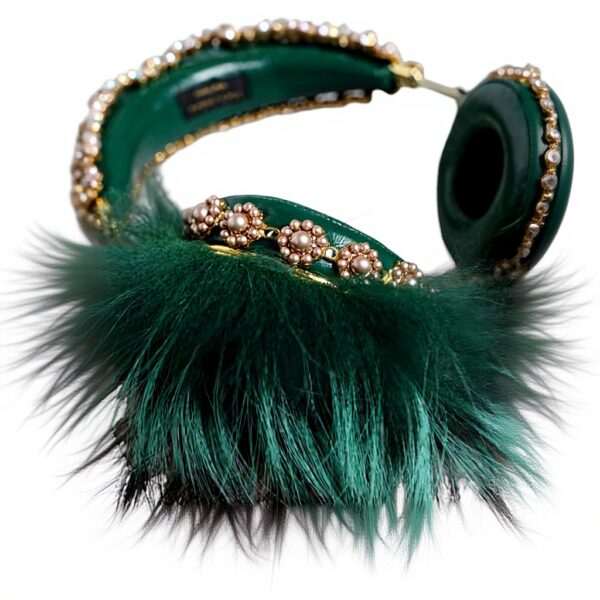 Casque audio Dolce Gabbana vert fourrure femme luxe