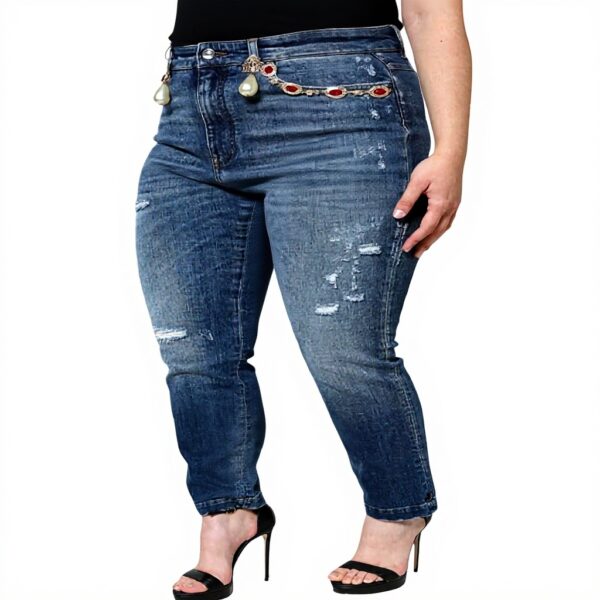 Jean skinny Dolce Gabbana femme coton bleu foncé