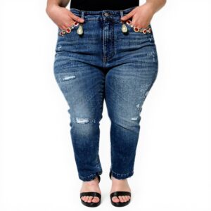 Jean skinny Dolce Gabbana femme coton bleu foncé