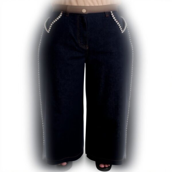 Dolce Gabbana Jean évasé cristaux bleu femme taille 46