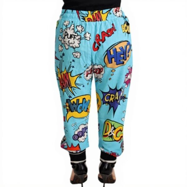 Dolce Gabbana Pantalon Jogging Viscose Stretch Imprimé Bleu
