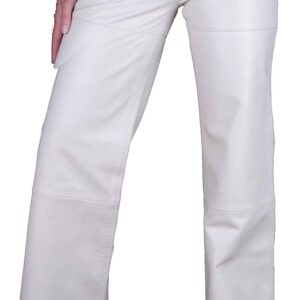 Pantalon en cuir Dolce Gabbana Bootcut Femme Crème-0