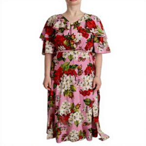 Robe longue soie extensible rose Dolce Gabbana femme