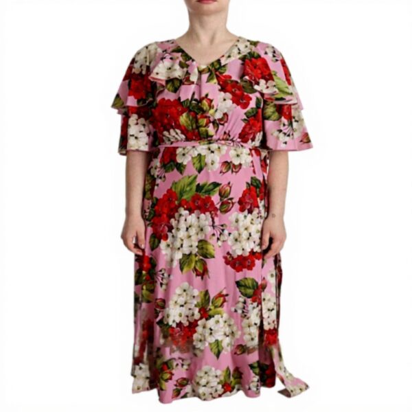 Robe longue soie extensible rose Dolce Gabbana femme
