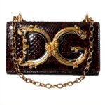 Sac bandoulière Dolce Gabbana cuir python marron femme