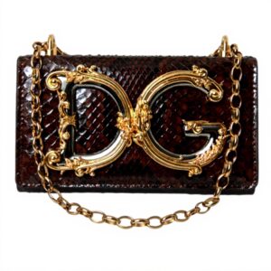 Sac bandoulière Dolce Gabbana cuir python marron femme