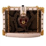 Sac à main Dolce Gabbana cuir python épaule femme beige