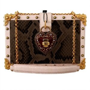 Sac à main Dolce Gabbana cuir python épaule femme beige