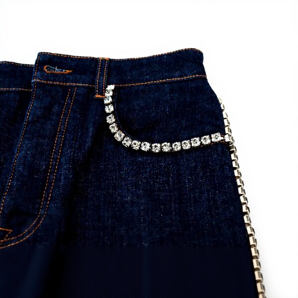 Dolce Gabbana Short denim stretch cristal Femme M Bleu
