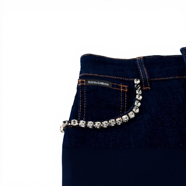 Dolce Gabbana Short denim stretch cristal Femme M Bleu