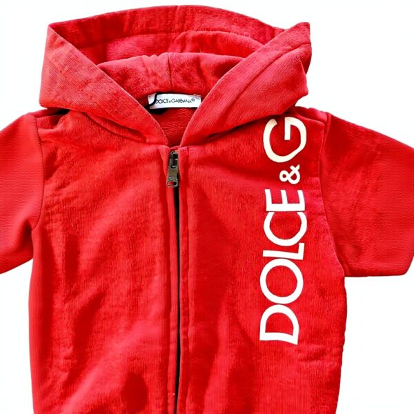 Sweat à capuche Dolce Gabbana enfant rouge zippé garçon