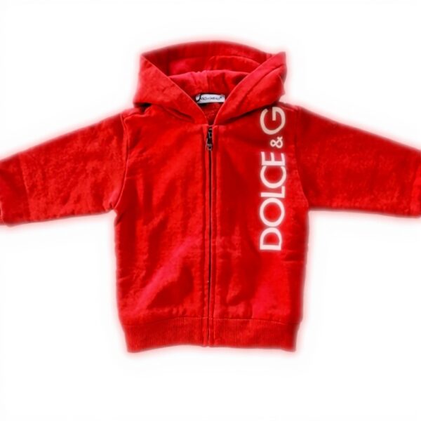 Sweat à capuche Dolce Gabbana enfant rouge zippé garçon